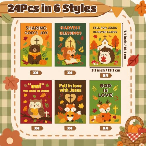 Dvbonike 24Pcs Fall Religious Animals Coloring Books DIY Color-in Pages - color: N-Fall Religious Animals