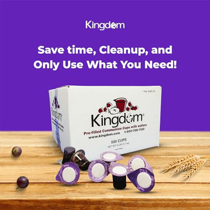 Kingdom Easy Open Prefilled Communion Cup with Wafers(500ct) Sealed in a Single-Serving Container with Upto 1-Year Shelf Life, Perfect for Holy Eucharist Celebration in Hospitals, Summer Camps, and more! - size: 500 Count (Red Juice)