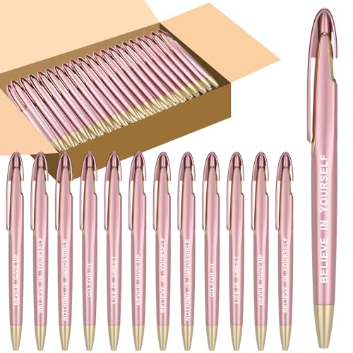 Lincia 100 Pcs Motivational Ballpoint Pens Bulk, Retractable, Black Ink - style: Motivational
