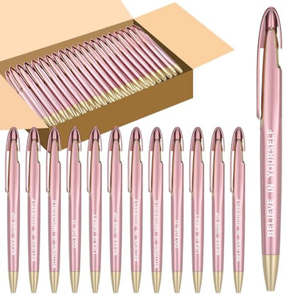 Lincia 100 Pcs Motivational Ballpoint Pens Bulk, Retractable, Black Ink - style: Motivational