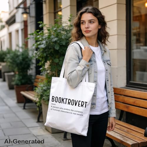 Reusable Grocery Shopping Bags, Booktrovert Definition, Canvas Tote Bag for Women, Funny Funny Totes for Women Friends, Aesthetic Tote Bag, Great Gifts to Family Colleagues - color: Style 10