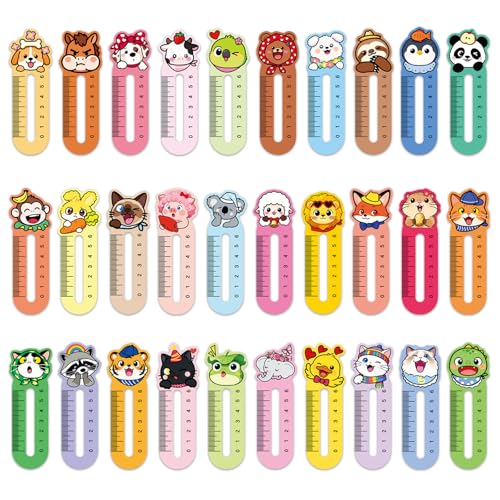 30 Pcs Reading Motivation Bookmarks, Ticket Style, Animal Ruler Designs, Colorful Assorted (Animal Ruler) - color: Animal Ruler