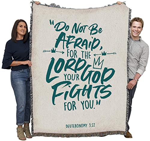 Pure Country Weavers The Lord Fights for You Blanket - Scriptures -Deuteronomy 3:22 - Religious Gift Tapestry Throw Woven from Cotton - Made in the USA (72x54) - color: Deuteronomy 3:22, size: 72" x 54"