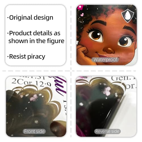 Black Girls Inspirational Wall Decals 44x35in - Pink Purple, Floral Butterfly Scripture Quotes, Peel and Stick Removable for Bedroom Nursery
