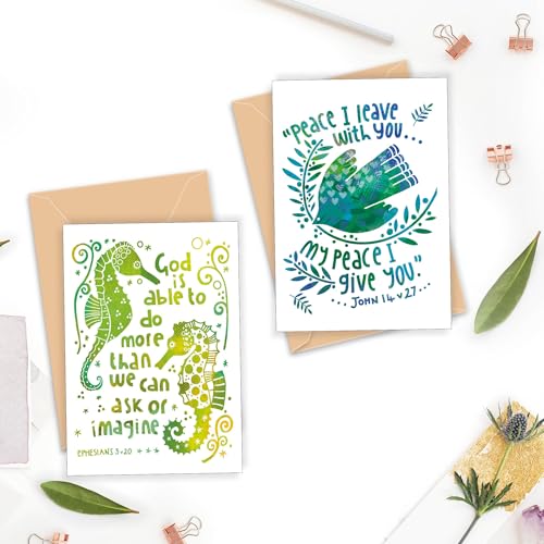Christian Greeting Cards with Scripture, Pack of 9, Blank with Envelopes - color: Multicolored / CH4000
