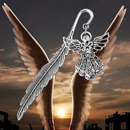 WSNANG Metal Bookmark Angel Gifts Metal Feather Bookmark Reading Lovers Gifts for Religious Gifts (Angel)