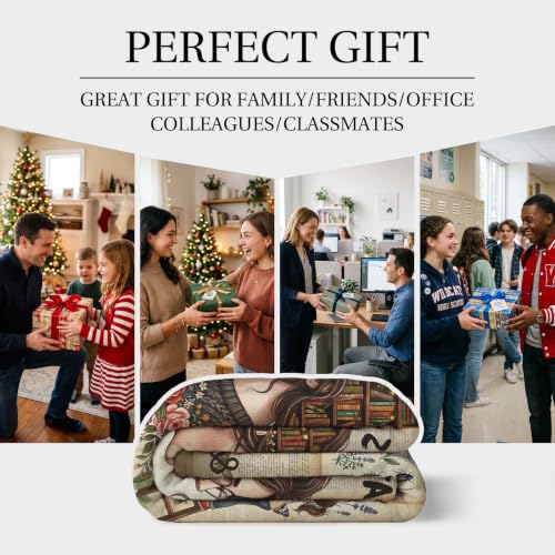 Jekeno Book Lover Gifts Blanket Floral Bookshelf Throw Blanket - color: Book Lover, size: 60x80 Inch