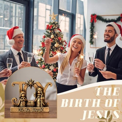 Civaner 50 Pcs Mini Brass Color Nativity Scene Figurines, Joy Theme - style: Joy