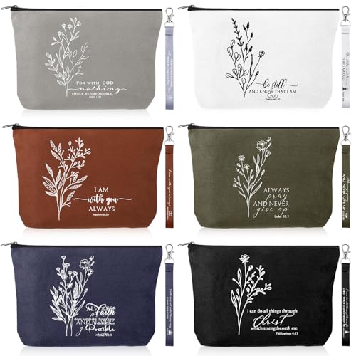 Huhumy 12 Pcs Christian Makeup Bag, Neutral Colors, Aesthetic - color: Neutral Colors, style: Aesthetic