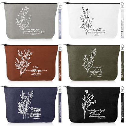 Huhumy 12 Pcs Christian Makeup Bag, Neutral Colors, Aesthetic - color: Neutral Colors, style: Aesthetic
