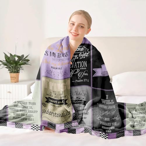 Child of God Christian Throw Blanket 50 x 60, Bible Verse Scripture Patchwork Inspirational Religious Gift for Women Men Teens, Baptism Confirmation Birthday Christmas, Prayer Room Decor (Christian)