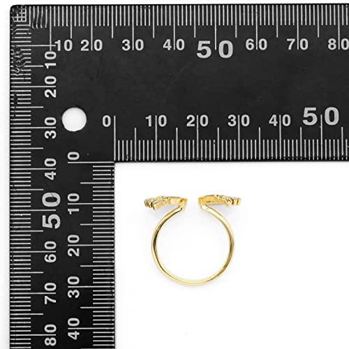 Gold CZ Angel Wing Adjustable Ring