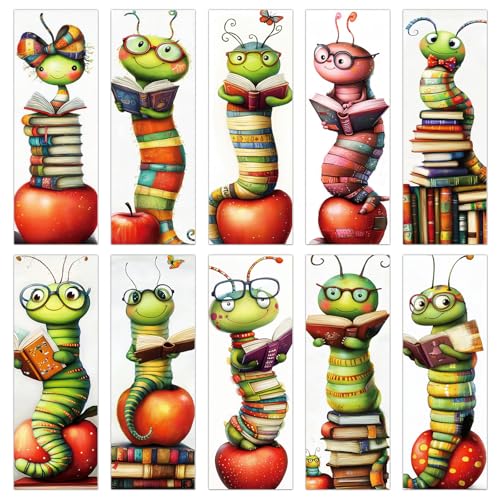 Wxiben Whimsical Bookworm Bookmarks Gifts - 100 Pcs Worms Reading Paper Bookmarks Double Sided Funny Insect Book Markers Page Clip Gift for Women Men Teachers Office Book Lovers Bookish Supplies - color: Whimsical Bookworm