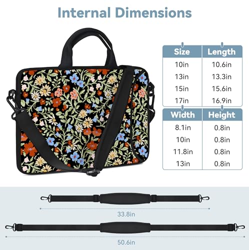 RICHEN Messenger Bag Carrying Case Sleeve with Handle Accessory Pocket Fits Laptops/Notebook/ebooks/Kids tablet/ipad (11-13.3 inch, Flowers2) - color: Flowers2, size: 11-13.3 inch