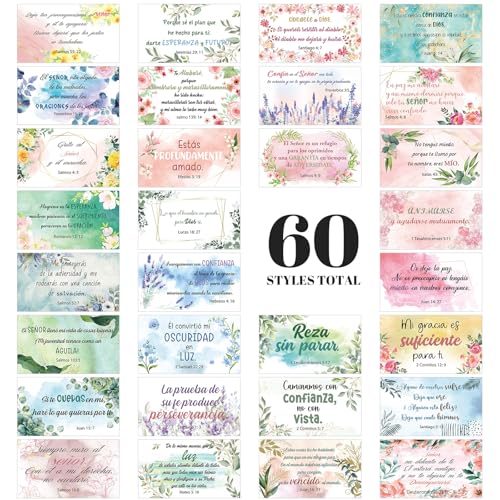 240 Pcs Spanish Bible Verse Cards Greeting Christian,Flower - style: Flower