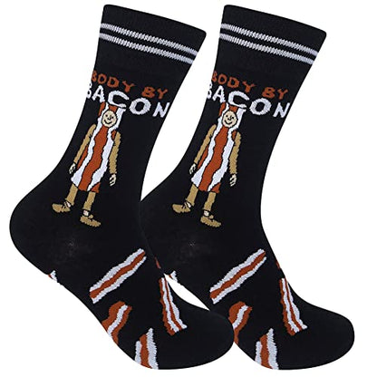 FUNATIC Socks with Funny and Profane Sayings, Sarcastic Gift for Men Women - color: Body By Bacon