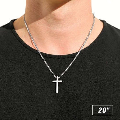 M MOOHAM Cross Necklace for Men Teen Boys 16-30 Inch - color: "Silver: Cross Pendant 1.2"*0.7"
