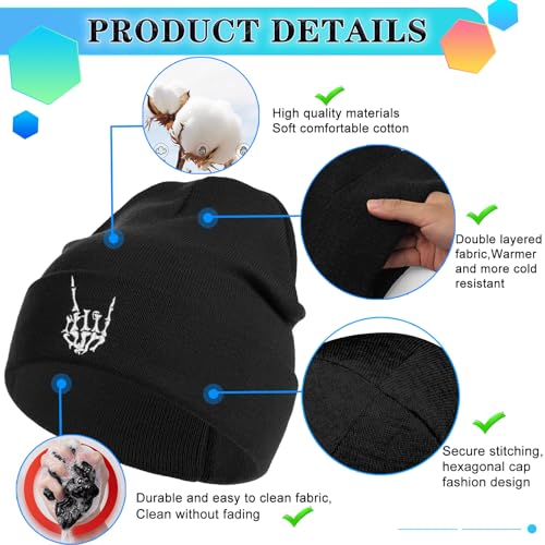Beanies for Men & Women - Knit Beanie, Warm & Soft Beanie hat, Daily Knit Hat - color: Finger Skull