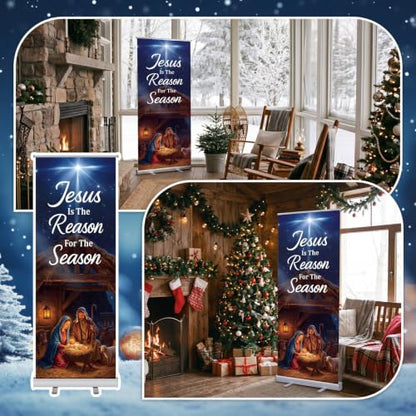 Ceenna 63" x 23.6" Christmas Nativity Retractable Banner with Bag - style: Christmas Nativity