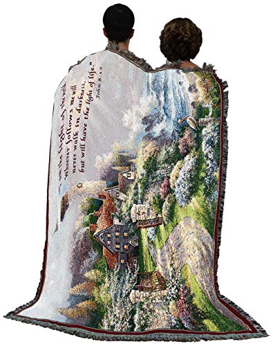 Pure Country Weavers Coastal Splendor Blanket by James Lee - I Am The Light of The World - Scriptures - John 8:12 - Religious Gift Tapestry Throw Woven from Cotton - Made in the USA (72x54) - size: 72" x 54"