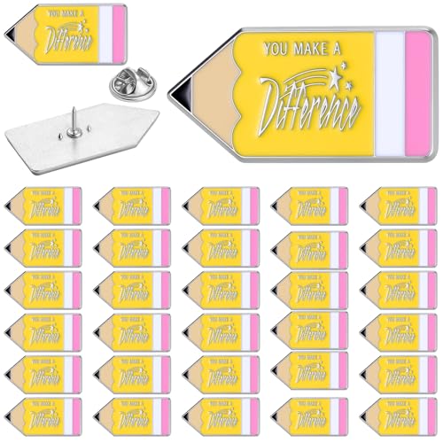 Tondiamo 36 Pcs Teacher Enamel Pins, Make a Difference Pencil Lapel Pins