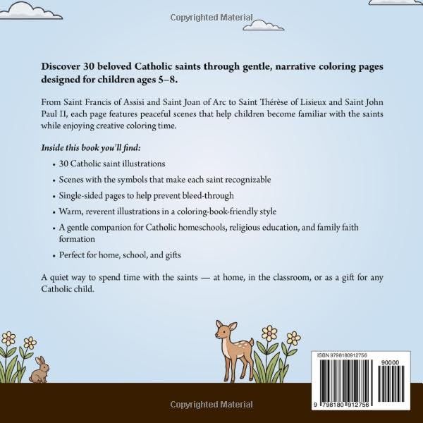 Catholic Saints Coloring Book for Kids: 30 Saints and Their Symbols for Catholic Families