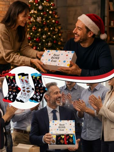 3 Pairs Pastor/ MA/ Boss Socks with Sayings, Gift with Box for Men Women - style: Boss
