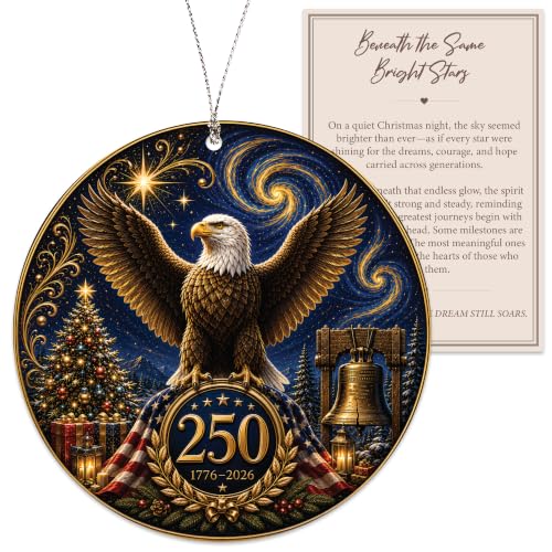 Christmas Decorations - Christmas Ornaments - 250 Anniversary USA Merchandise - Christmas Ornament 2026 – Christmas Decoration for Home, Stocking Stuffers - Gifts for Family Mom Dad Friends Coworker - color: 250yrs12