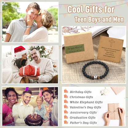 Mens Beaded Cross Bracelet, Christian Gifts for Men Teen Boys Kids - style: Awesome-8.0”