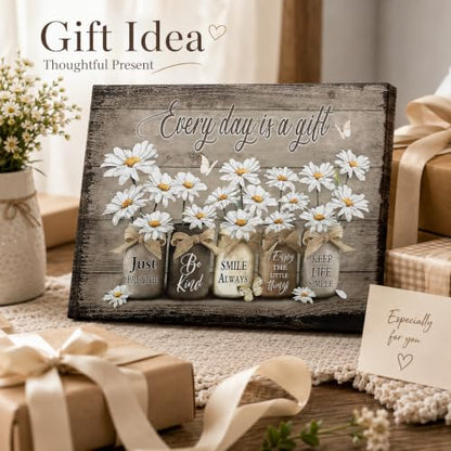 Farmhouse Rustic White Daisy And Butterfly Canvas Wall Art 24inx36in - color: Daisy, size: 36"L x 24"W