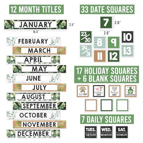 Classroom Calendar Set Bulletin Board Decorations, 98pc School Calendar Set - color: Farmhouse Classic