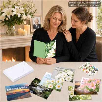 OBUSATT 48Pack Christian Sympathy Cards with Envelop Floral Religious Card