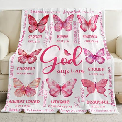 Butterfly Bible Verse Blanket, Religious Gifts for Christian - color: Butterfly Bible Verse, size: 30"x40"