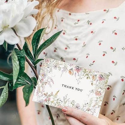 SLAPAFLIFE Floral Thank You Cards with Envelopes,48Pack - 4x6 Inches Thank You Notes with envelope and stickers,baby shower thank you cards,Thank you cards for baby shower,wedding,Birthday - size: 4x6 inches