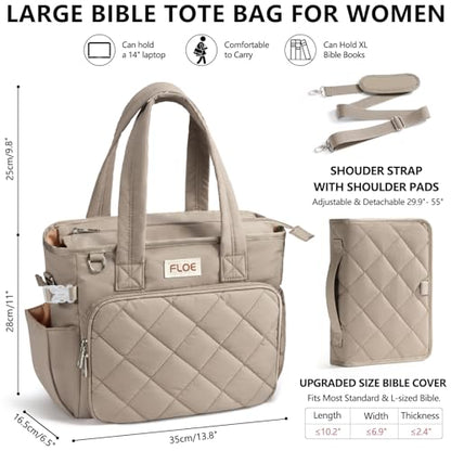 Large Bible Bag for Women, Bible Cover Case w/Study Supplies Journaling Kit
