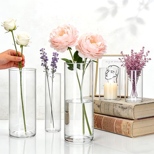 Glass Cylinder Vase,10 Pack Glass Vases,Hurricane Floating Candle - size: Smooth Set-10PCS