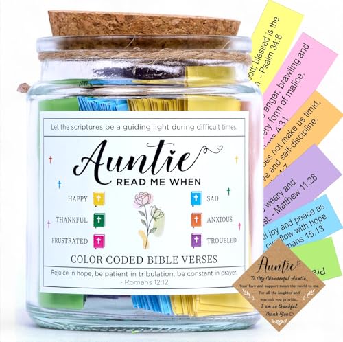 Bible Verse Jar for Aunt – 92 Color-Coded Scriptures - color: Bible For Auntie