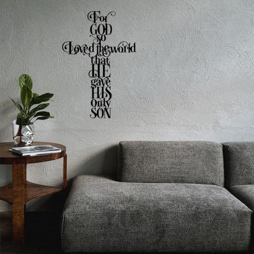 YKANYN Metal Cross Wall Decor, For God So Loves the World Wall Art