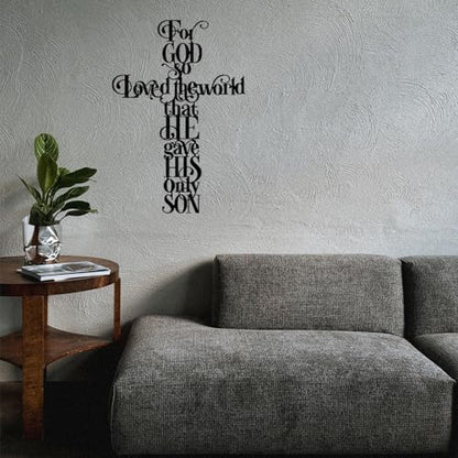 YKANYN Metal Cross Wall Decor, For God So Loves the World Wall Art