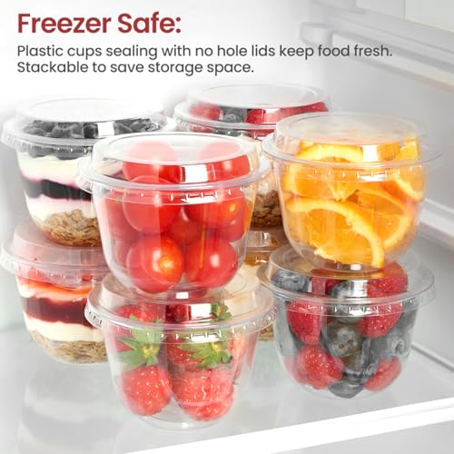 9 oz Plastic Dessert Cups with Lids, 50 Sets - size: 9 oz