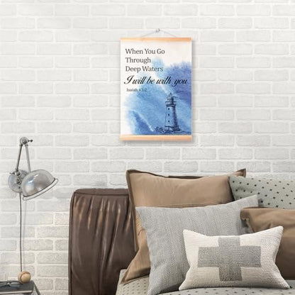 Ybqhd When You Go Through Deep Waters Poster Hanger,Bible Verse Wall Art - color: Isaiah 43:2