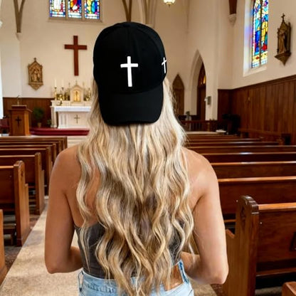 3D Embroidered Christian Hat for Men & Women, Jesus Faith Cross Hat, Religious Gifts for Christians Clothes - color: Cross-black