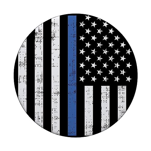 Thin Blue Line US Flag Police Officer Law Enforcement Gift PopSockets Adhesive PopGrip - style: Adhesive PopGrip