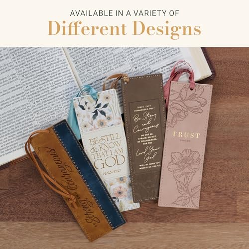 Christian Art Gifts Pink Floral Faux Leather Bookmark: Trust in the Lord