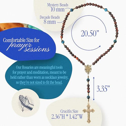 Handmade Catholic Rosary Beads - color: Tiger Eye - Multicolor