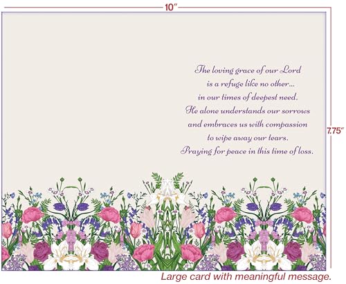 Religious Sympathy Card - Large Card Opens to 10" x 7.75" - Made in Chicago - Beautiful Artwork With Meaningful Message - Premium Envelope Included & Shipped in Extra Sturdy Mailer - Chuck's Card-O-Rama - #96606