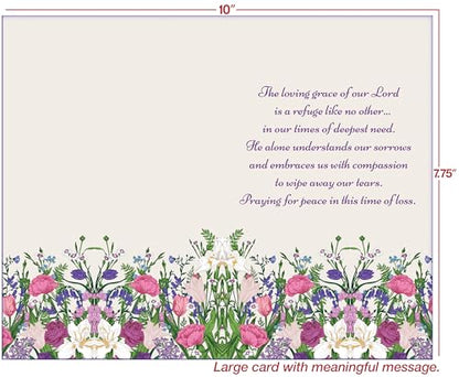 Religious Sympathy Card - Large Card Opens to 10" x 7.75" - Made in Chicago - Beautiful Artwork With Meaningful Message - Premium Envelope Included & Shipped in Extra Sturdy Mailer - Chuck's Card-O-Rama - #96606