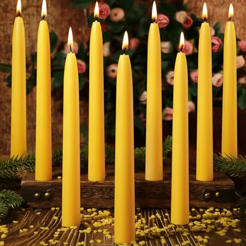 Beeswax Taper Candles, Handmade Natural Candles Sticks,9 Inch,18 Pack - color: Yellow, size: 9 inch