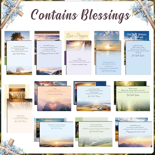Motiskyy 72 Pack Religious Get Well Cards Bulk with Envelopes Stickers Christian Get Well Soon Greeting Cards with Scripture Encouragement Blessing 4.5 x 6.2 Inch(Landscape) - style: Landscape