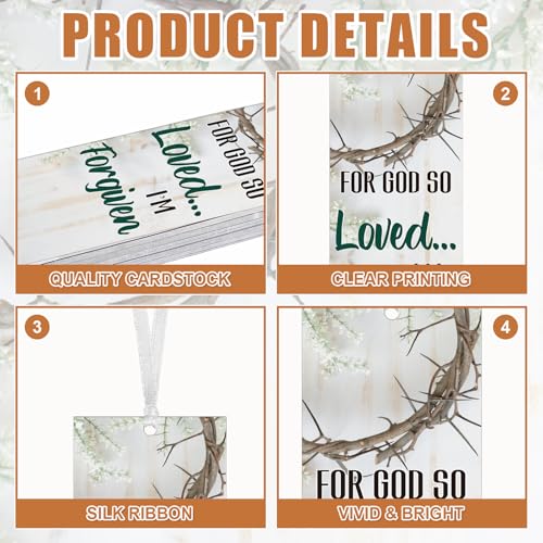 Dispowreath 60 Pcs for God So Loved Bookmarks Religious John 3: 16 Bookmarks Church Exchange Gifts for Men & Women Sunday School Vbs Church Prizes Party Favors - style: for God So Loved the World